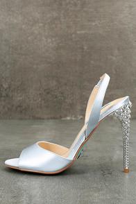 Betsey Johnson Sb-naomi Light Blue Satin Peep-toe Heels