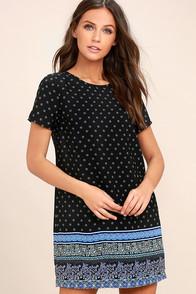 Lulus Dandy Lion Black Print Shift Dress