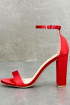 Taylor Red Satin Ankle Strap Heels | Lulus