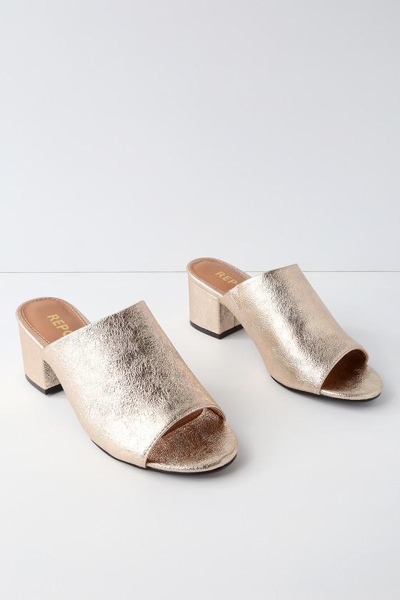 Report Haiden Gold Mules | Lulus