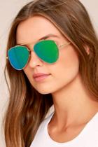 Perverse Toni Bologni Green Mirrored Aviator Sunglasses