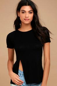 Lulus Sightseeing Black Tee