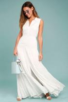 Lulus | Cloud Rider White Maxi Dress | Size X-small | 100% Rayon