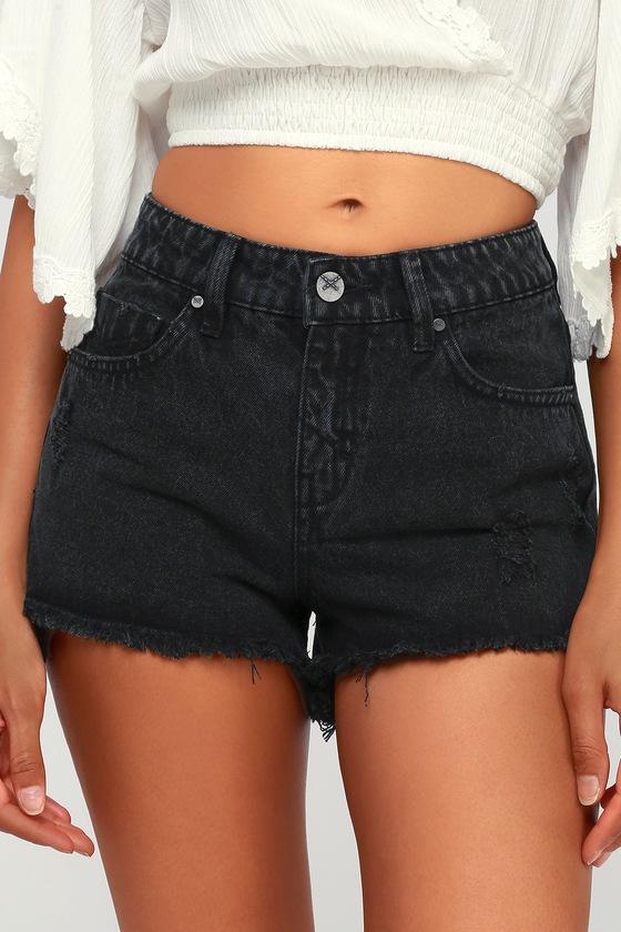Unpublished Stella Washed Black High Waisted Distressed Denim Shorts | Lulus