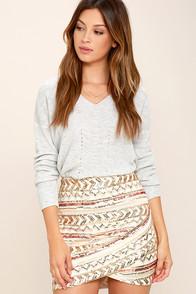 Verty Turning Tables Cream Sequin Mini Skirt