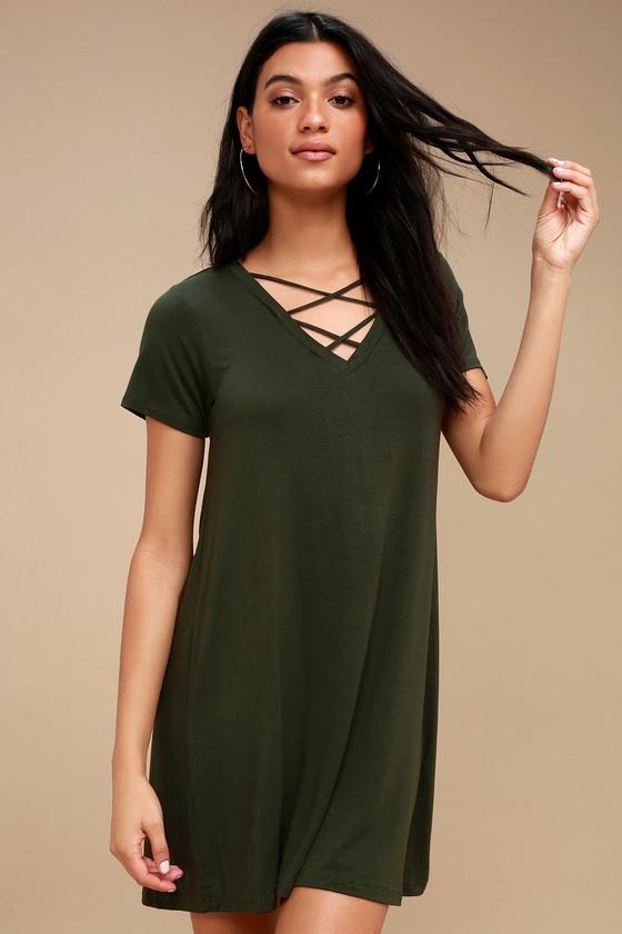 Z Supply Crisscross Dark Green Shirt Dress | Lulus