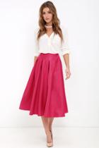 Lulu*s Without Question Berry Pink Midi Skirt