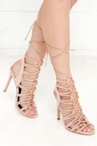 Liliana Laced To Know Nude Lace-up Heels