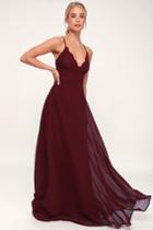 Madalyn Burgundy Lace Maxi Dress | Lulus