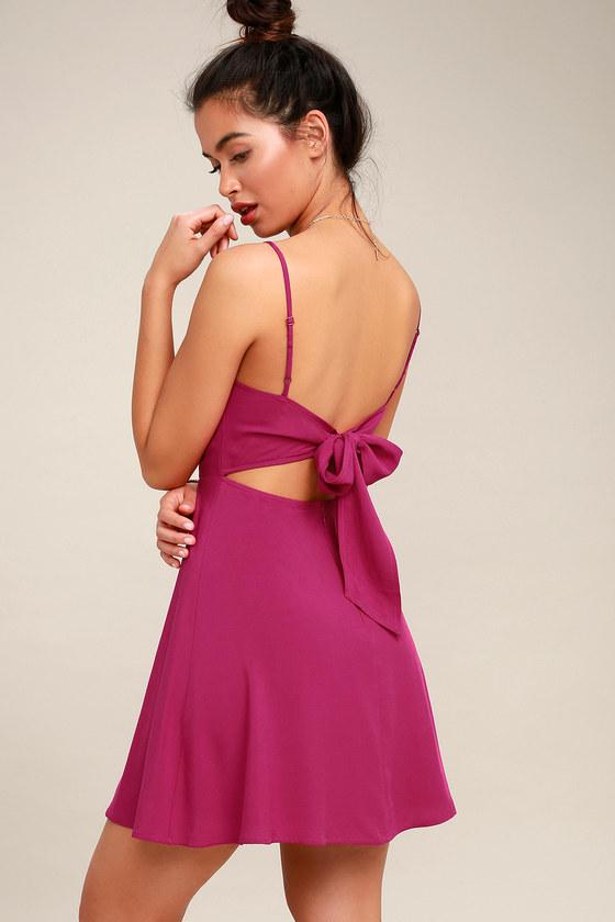 Chic A Boo Magenta Tie-back Skater Dress | Lulus