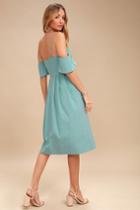 I've Got Love Slate Blue Off-the-shoulder Midi Dress | Lulus