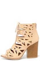 Qupid Shape On You Blush Cutout Lace-up Booties