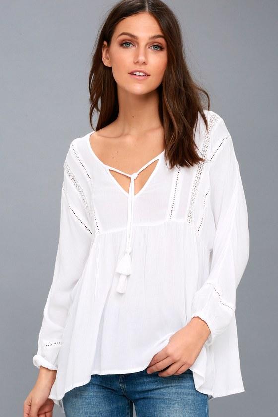 Amuse Society Cool Breeze White Long Sleeve Top | Lulus