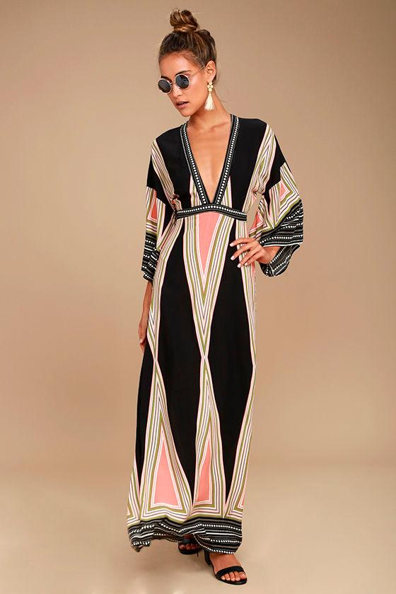 Montecito Black Print Maxi Dress | Lulus