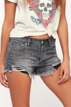 Free People Loving Good Vibrations Washed Black Distressed Denim Shorts | Lulus