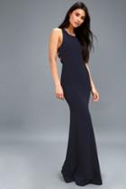Power Of Wow Navy Blue Backless Maxi Dress | Lulus