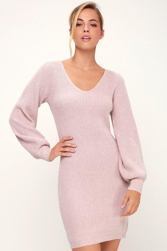 Heart Of Mine Lavender Balloon Sleeve Knit Sweater Dress | Lulus