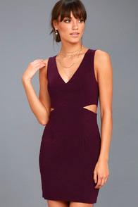 Lulus Backstage Pass Plum Purple Sleeveless Cutout Bodycon Dress