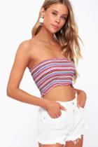 Beachy Days Red And Pink Striped Smocked Tube Top | Lulus
