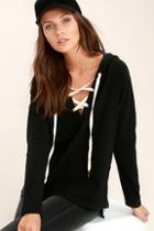 Project Social T Bali Black Lace-up Hoodie