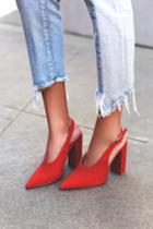 Qupid | Milan Red Nubuck Slingback Pumps | Size 10 | Vegan Friendly | Lulus