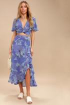 Views Periwinkle Blue Floral Print Two-piece Maxi Dress | Lulus