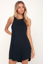 Rvca Linked Black Ribbed Halter Tank Dress | Lulus