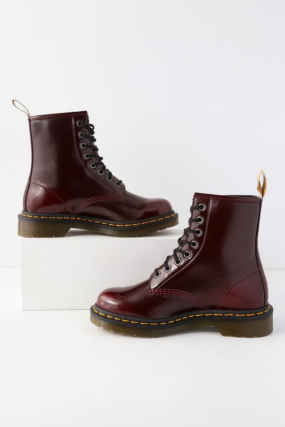 Dr. Martens 1460 Pascal Cherry Red Vegan Leather 8-eye Boots | Lulus