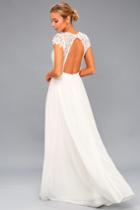 Florianna White Backless Lace Maxi Dress | Lulus