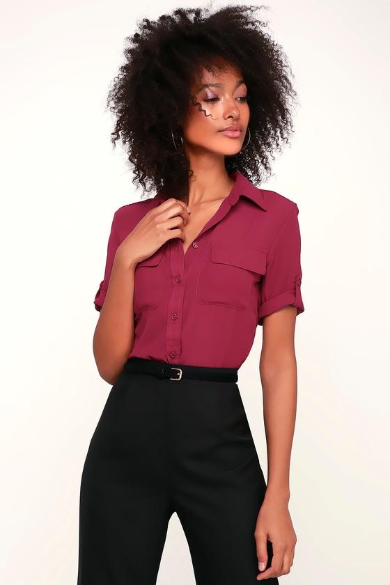 Best Of Friends Berry Red Button-up Top | Lulus