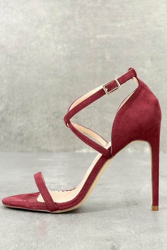 Trixy Burgundy Suede Ankle Strap Heels | Lulus