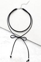 Lulus Everyday Is A Winding Road Black Suede Layered Choker Necklace