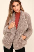 Billabong Do It Fur Love Grey Faux Fur Coat