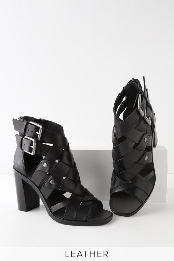 Dolce Vita Noree Black Leather Caged Peep-toe Heels | Lulus