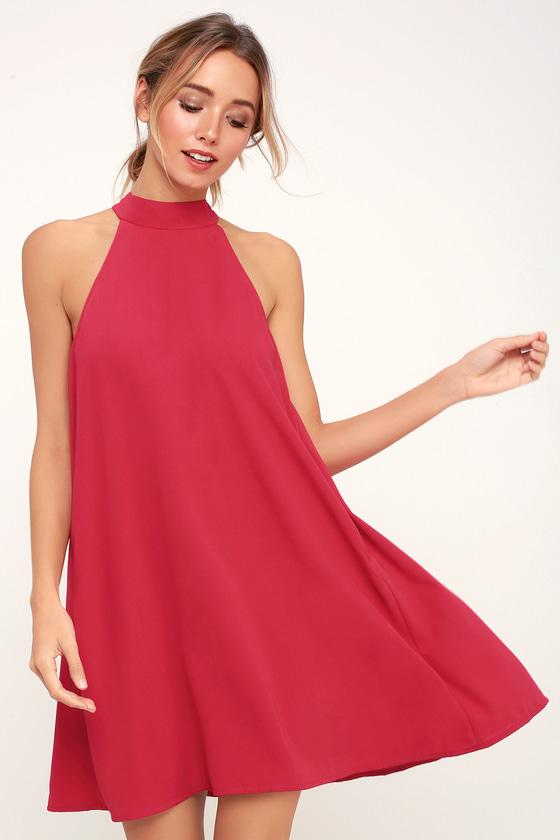 Love Of Mine Berry Red Halter Swing Dress | Lulus