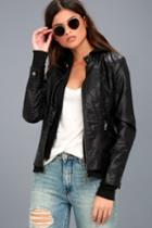 Coalition La Big Break Black Vegan Leather Hooded Moto Jacket | Lulus