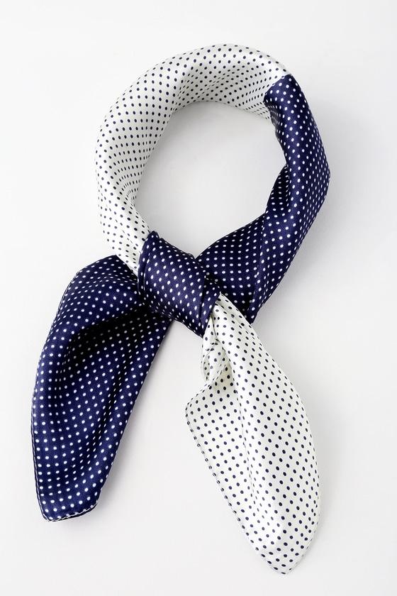 Hot To Dot Navy Blue And White Polka Dot Satin Scarf | Lulus