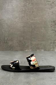 Bamboo Elodie Black Multi Slide Sandals