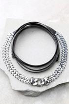 Lulus Hitting It Off Black And Silver Wrap Necklace
