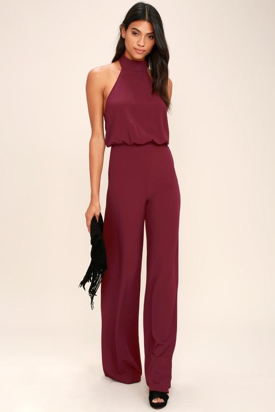 Moment For Life Wine Red Halter Jumpsuit | Lulus