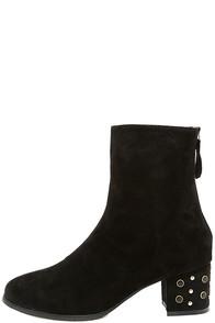 Hotsoles Peggy Black Suede Studded Mid-calf Boots