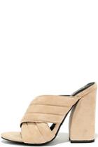 Olivia Jaymes Retro Reveries Nude Suede Mules