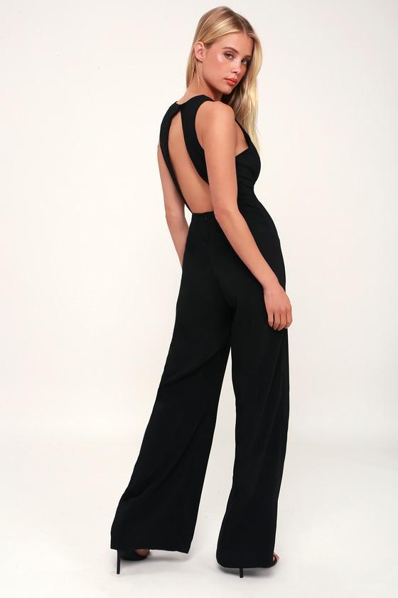 Karella Black Backless Wide-leg Jumpsuit | Lulus