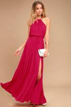 Lulus Essence Of Style Berry Pink Maxi Dress