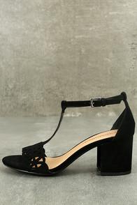 City Classified Janessa Black Nubuck T-strap Heels
