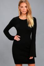 Rd Style Elizabella Black Bell Sleeve Bodycon Sweater Dress | Lulus