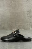 Steve Madden Kandi Black Leather Loafer Slides | Lulus