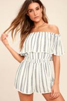 See Ya There White Print Off-the-shoulder Romper | Lulus