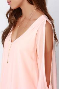 Lulus Shifting Dears Peach Long Sleeve Dress