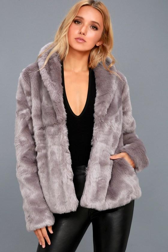 Stone Row Fauxreals Dusty Purple Faux Fur Coat | Lulus